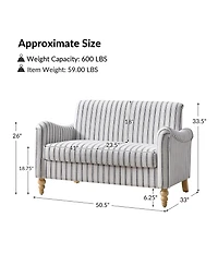 Hulala Home Terren 50.5"W Farmhouse Linen Upholstery Loveseat With Solid Wood Spindle Legs