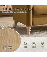 Hulala Home Terren 50.5"W Farmhouse Linen Upholstery Loveseat With Solid Wood Spindle Legs