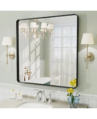 Apmir 30" x 30" High-Strength Tempered Glass and Aluminum Alloy Framed Wall Decor Bathroom Vanity Mirror