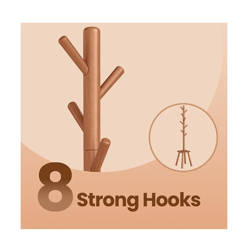 Slickblue Modern Tall Coat Rack with Hooks and Top Shelf for Entryway