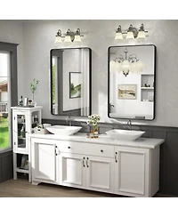 Apmir 24" x 36" High-Strength Tempered Glass and Aluminum Alloy Framed Wall Decor Bathroom Vanity Mirror