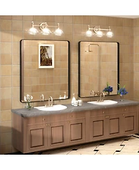 Apmir 32" x 36" High-Strength Tempered Glass and Aluminum Alloy Framed Wall Decor Bathroom Vanity Mirror