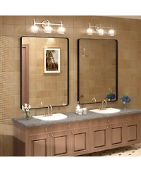 Apmir 30" x 40" High-Strength Tempered Glass and Aluminum Alloy Framed Wall Decor Bathroom Vanity Mirror