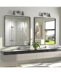 Apmir 36" x 40" High-Strength Tempered Glass and Aluminum Alloy Framed Wall Decor Bathroom Vanity Mirror