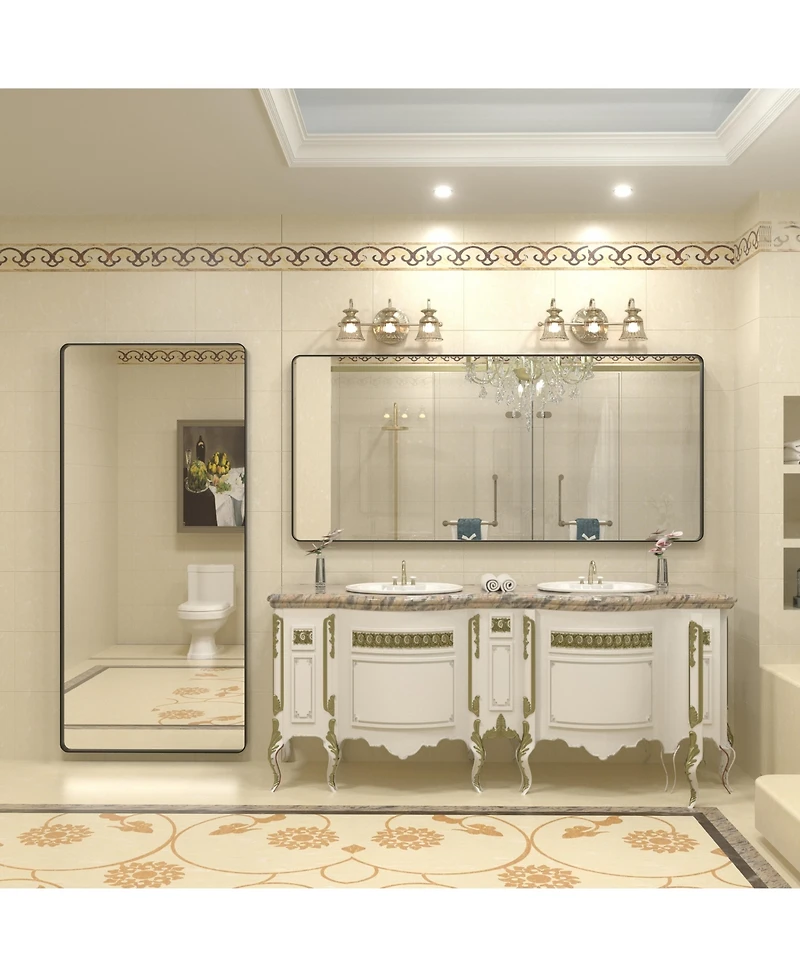 Apmir 72" x 32" High-Strength Tempered Glass and Aluminum Alloy Framed Wall Decor Bathroom Vanity Mirror
