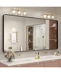 Apmir 72" x 36" High-Strength Tempered Glass and Aluminum Alloy Framed Wall Decor Bathroom Vanity Mirror