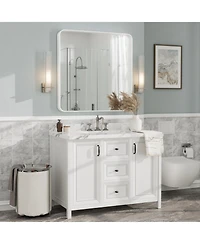 Apmir 36" x 36" High-Strength Tempered Glass and Aluminum Alloy Framed Wall Decor Bathroom Vanity Mirror