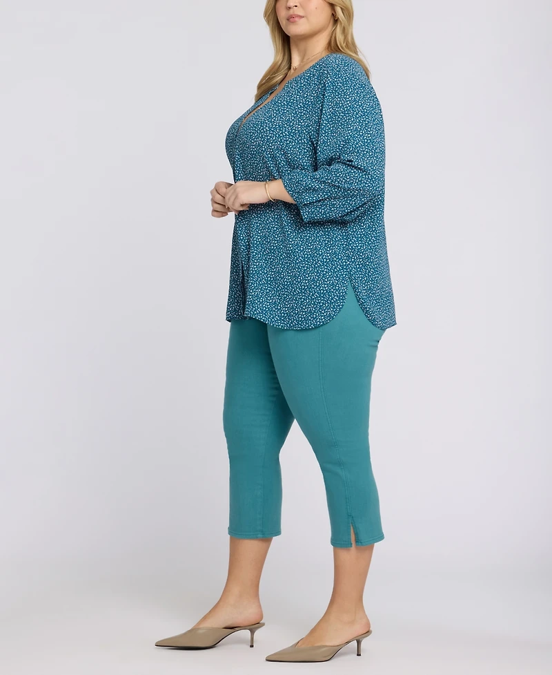 Nydj Plus Pintuck Split Neck Top