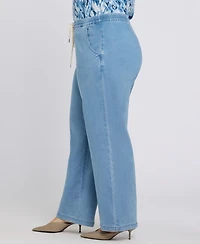 Nydj Plus Relaxed Drawstring Pull-On Denim Pants