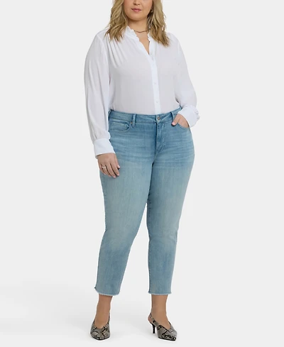 Nydj Plus Sheri Ankle Fray Hem Jeans with Lift Tuck Technology