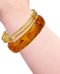 Guess Tortoise 2-Pc. Resin and Gold-Tone Bangle Bracelet Set