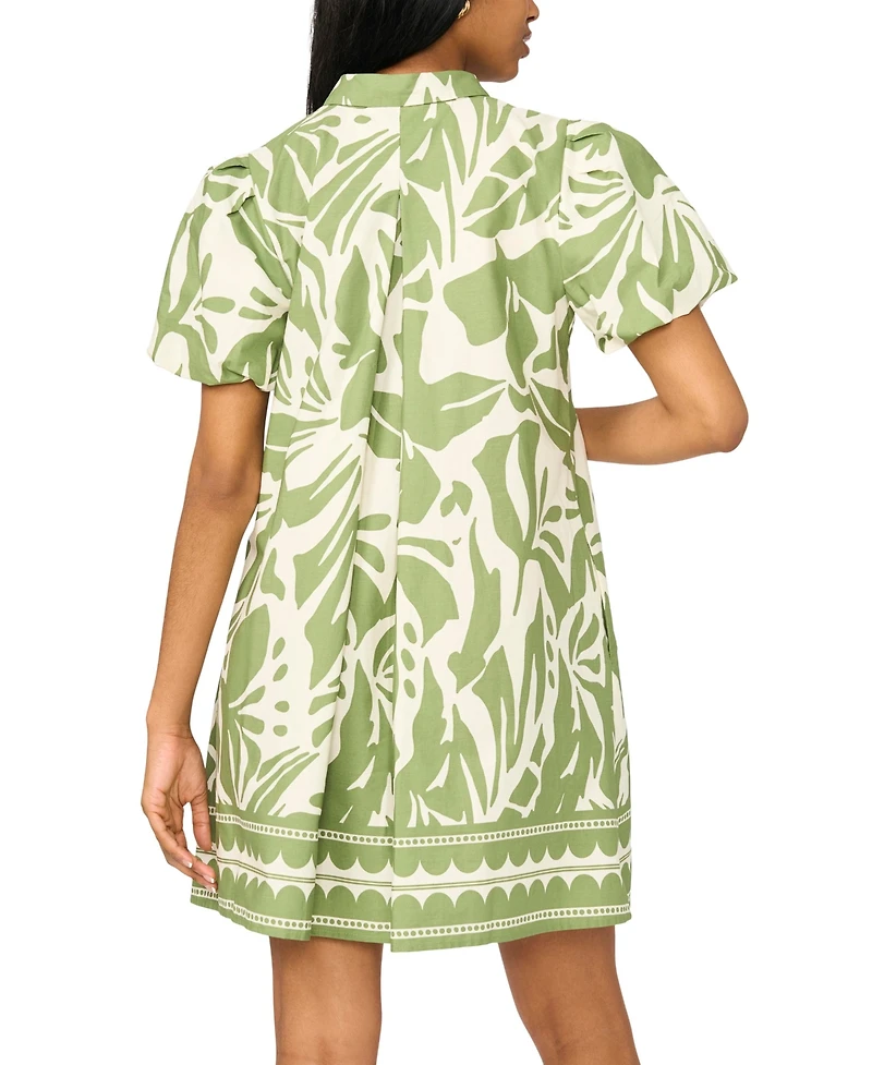 Msk Women's Short-Sleeve Button Collar Dress