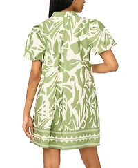 Msk Women's Short-Sleeve Button Collar Dress
