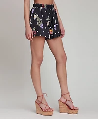 Avec Les Filles Women's Printed Tassel Drawstring Shorts
