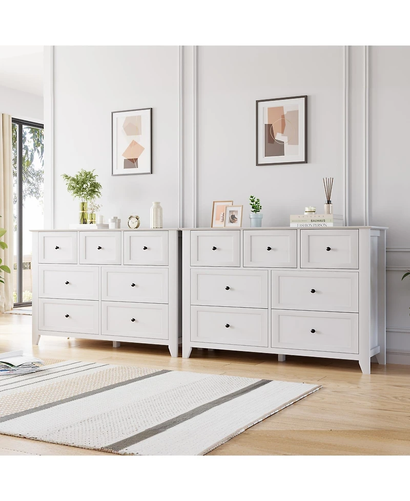 homfan Dresser with 7 Deep Drawers for Bedroom, Modern Simplist Wood Storage Chest, Tall Organizer Closet Hallway Living Room
