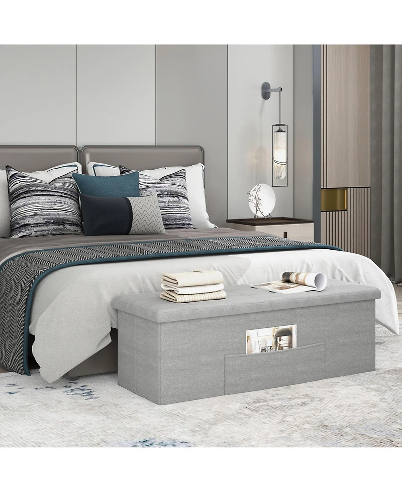 Gouun 43-Inch Folding Storage Ottoman Bench with Padded Seat