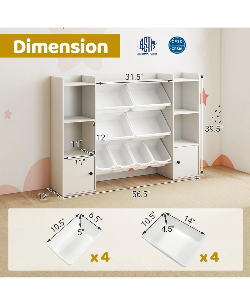 Gouun Kids Toy Storage and Bookshelf with Boxes and Open Shelves