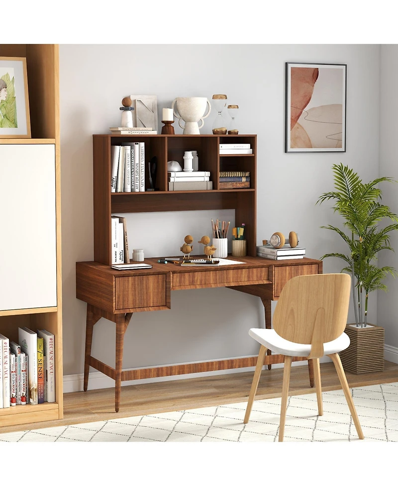 Gouun Desktop Bookcase with 4 Cubbies and Open-Back Compartment, 37 x 10 x 29
