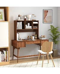 Gouun Desktop Bookcase with 4 Cubbies and Open-Back Compartment, 37 x 10 x 29