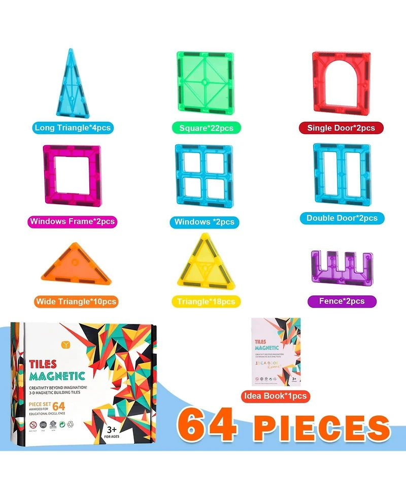 Gnuadz Magnetic Building Tiles Educational Stacking Blocks Construction Stem Toys
