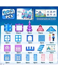 Gnuadz 102pcs Magnetic Tiles Princess Castle Building Toys Kids Gifts