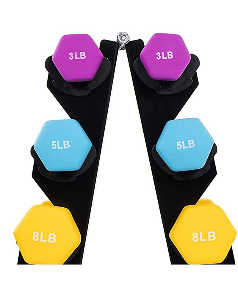 BalanceFrom Fitness 3, 5, 8, 10 & 12 Pound Neoprene Dumbbell Weight Set w/ Stand