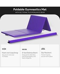 BalanceFrom Fitness Gymnastics Mat with Sectional Floor Balance Beam, Purple