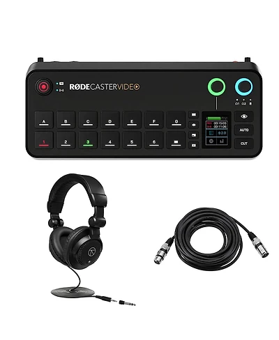 Rode Video and Audio Production Console, Bundle with TAPH100 Monitor Headphones and 25' Xlr Male to Female Microphone Cable