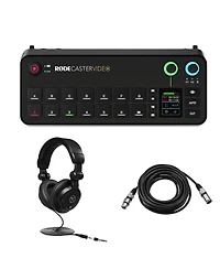 Rode Video and Audio Production Console, Bundle with TAPH100 Monitor Headphones and 25' Xlr Male to Female Microphone Cable