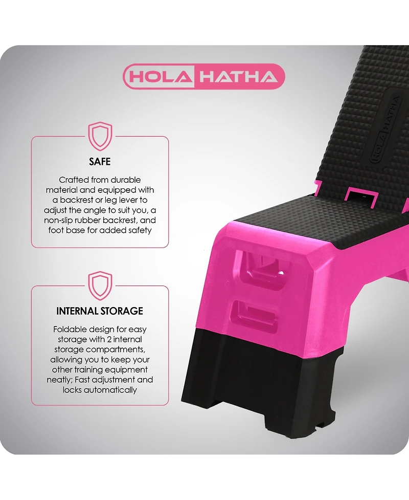 HolaHatha Multifunctional Fitness Aerobic Deck with Storage Compartment, Pink