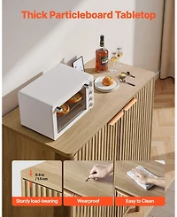 Gouun Mid Century Fluted Coffee Bar Cabinet with 2-Tier Storage, 31.5 x 14.7 x 31.5