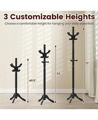Gouun Solid Wood Hall Tree with 11 Hooks and 3 Height Options