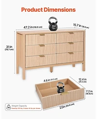Gouun Fluted 6-Drawer Dresser with Anti-Tip Device