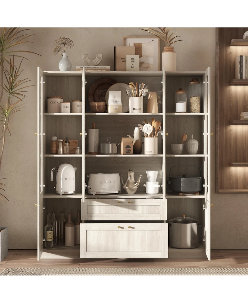 Homsee Modern 6-Door 2-Drawer Storage Cabinet