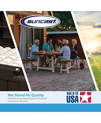 Suncast 50 Gallon Medium Capacity Resin Outdoor Storage Deck Box with Seat, Java