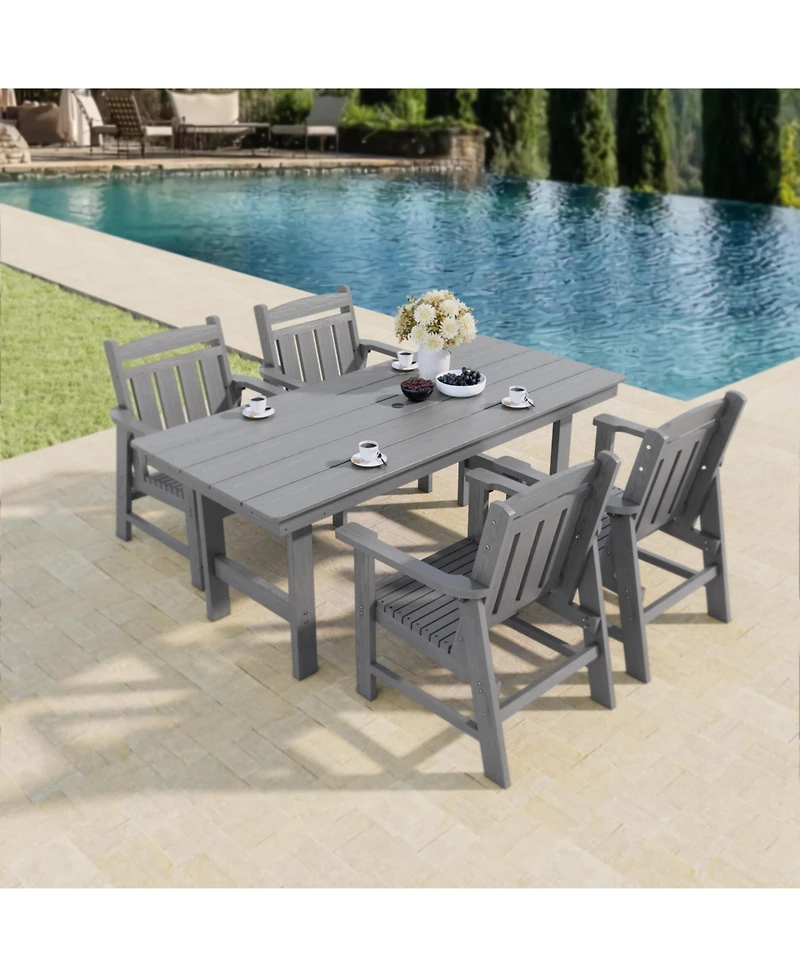 Mega Casa Piece Modern Hdpe Weather Resistant Patio Dining Set, Poly Lum