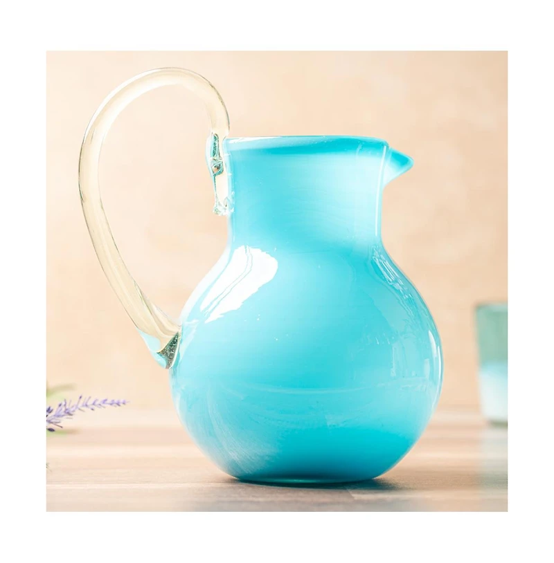 Verve Culture Handblown Glass Pitcher - Aqua