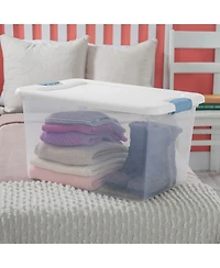 Sterilite 64 Qt Clear Plastic Stackable Storage Bin w/ White Latch Lid, (6 Pack)