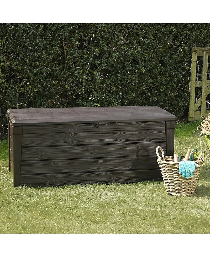 Keter Brightwood Weatherproof Resin Patio Deck Storage Box Bench (2 Pack)