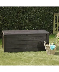 Keter Brightwood Weatherproof Resin Patio Deck Storage Box Bench (2 Pack)