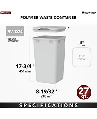 Rev-a-Shelf Polymer Replacement 27 qt. Trash Bin, Gray, 2 Pack, Rv-1024-13-2