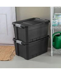 Sterilite 19 Gal Rugged Industrial Stackable Storage Tote w/ Lid, Black, 18 Pack