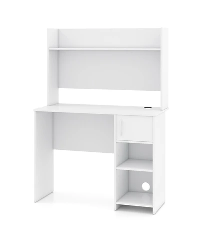 Slickblue Home Office Desk with Raised Display Shelf and 2 Open Shelves