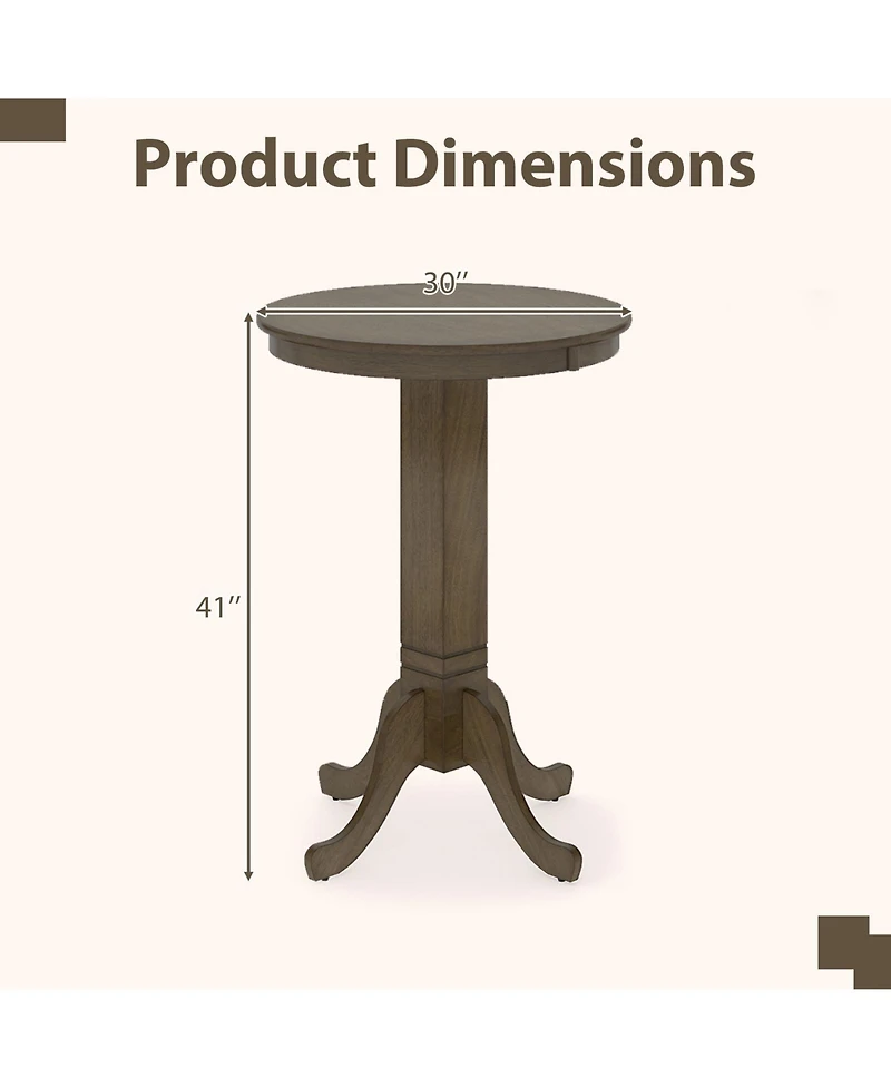 Gouun Pub Height 30 in Round Dining Table with Pedestal Base