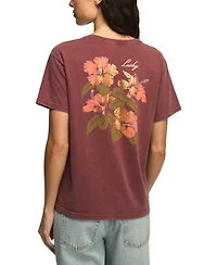 Lucky Brand Women's Hibiscus Print Crewneck Boyfriend T-Shirt