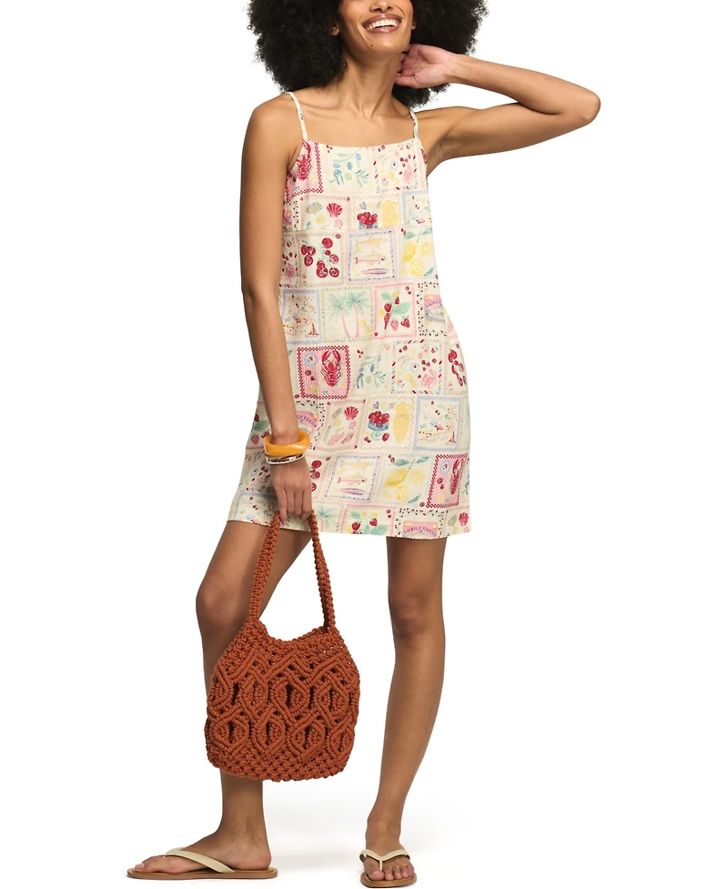 Lucky Brand Women's Sleeveless Conversational Print Mini Slip Dress