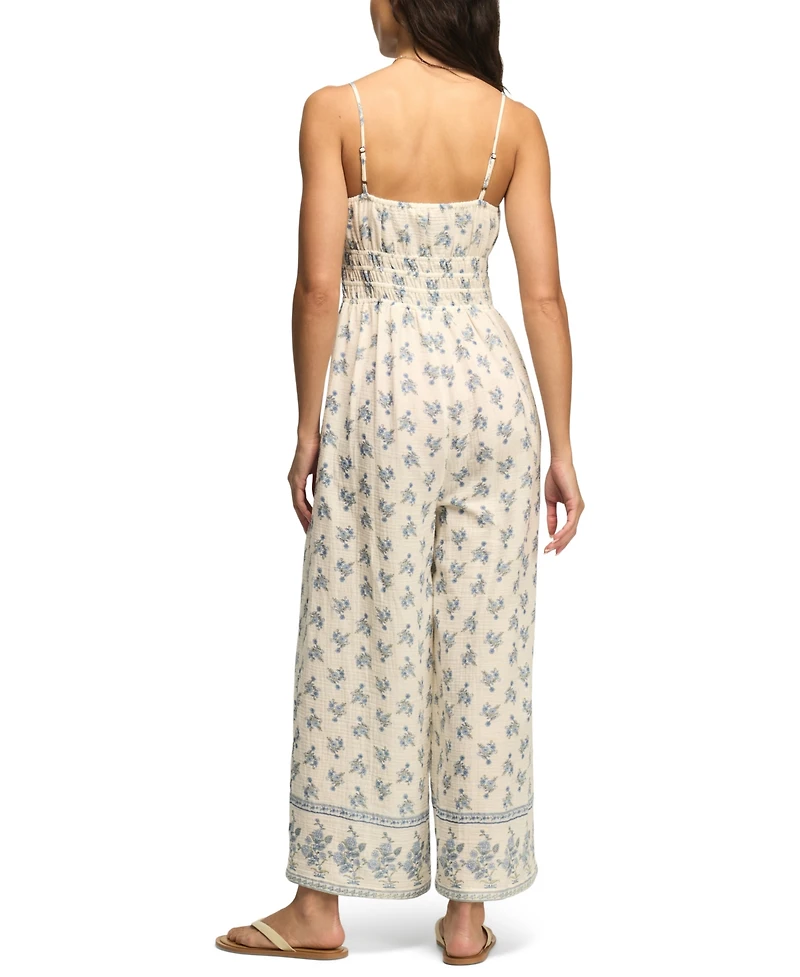 Lucky Brand Women's Sleeveless Gauze Smocked Waist Jumpsuit