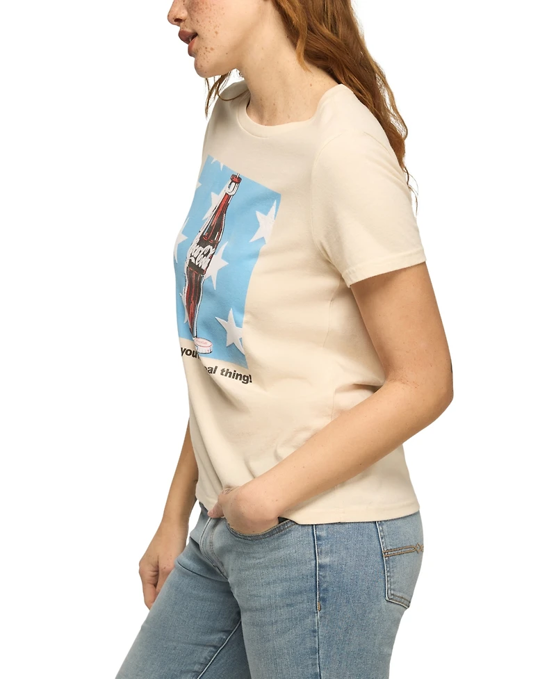 Lucky Brand Women's Coca Cola Bottle Stars Classic Crewneck T-Shirt