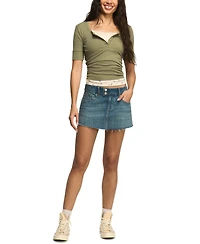 Lucky Brand Women's Denim Micro 5-Pocket Styling Mini Skirt