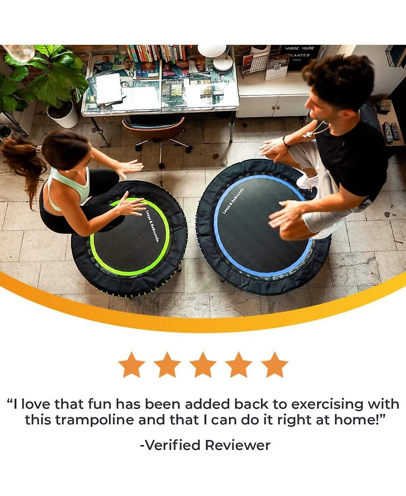 Leaps and Rebounds Fitness Trampoline, 40-inch or 48-inch |Adults and Kids Rebounder for Indoor and Outdoor, Up to 270 lbs | Lifetime Warranty | Low I